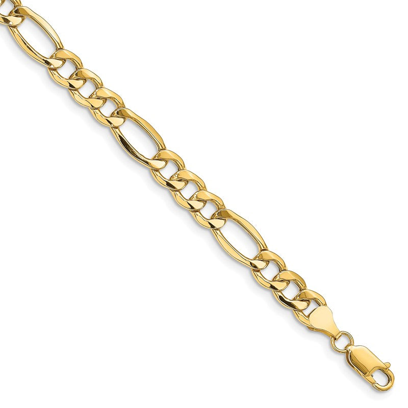 14K 26 inch 8.5mm Semi-Solid Figaro with Lobster Clasp Chain BC190