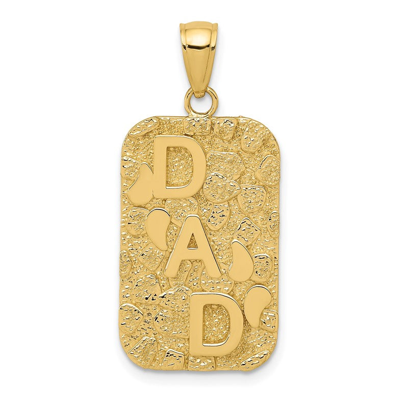 14K DAD Gold Nugget Dog Tag Pendant K4733