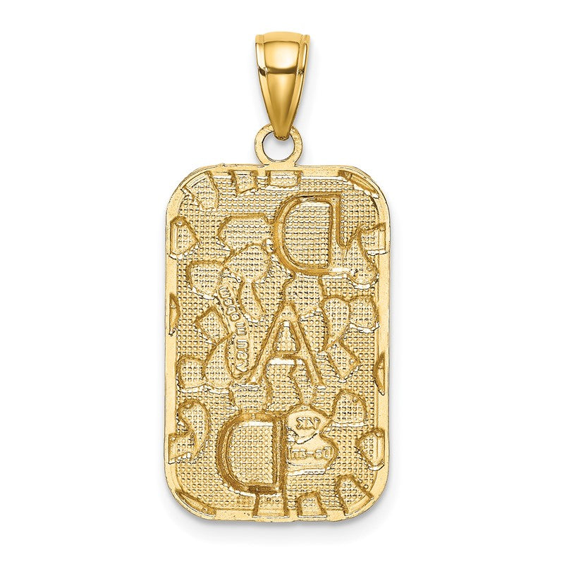 14K DAD Gold Nugget Dog Tag Pendant K4733
