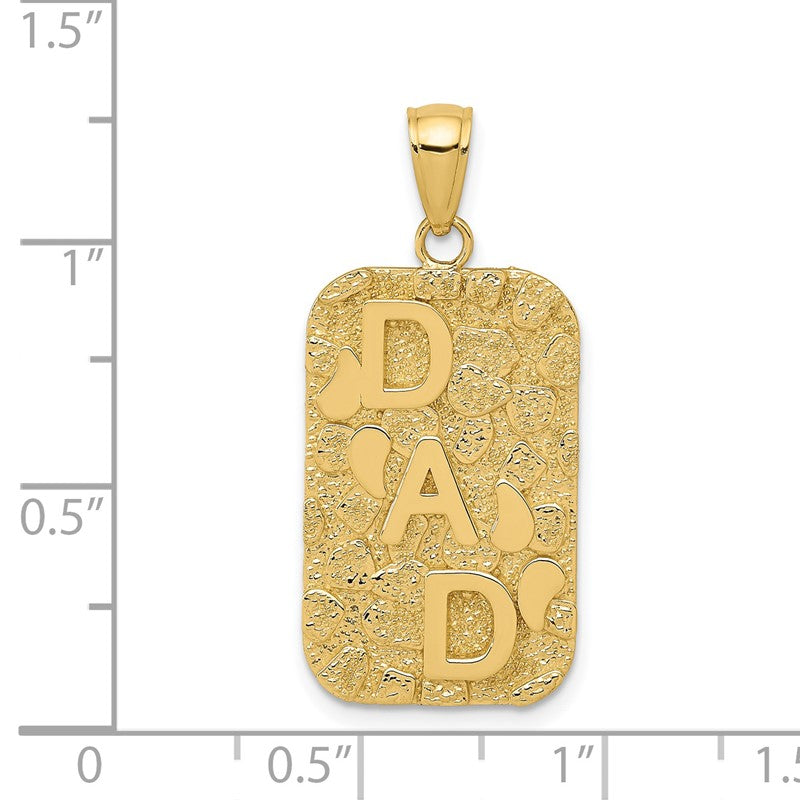 14K DAD Gold Nugget Dog Tag Pendant K4733