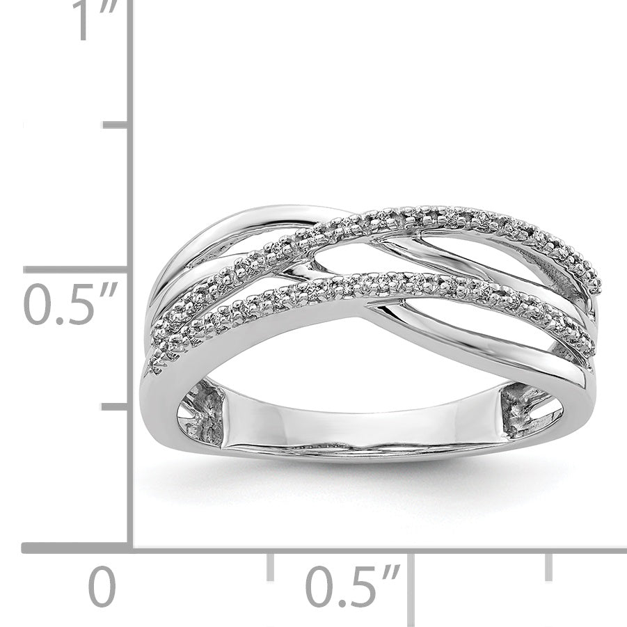 14k White Gold Polished 1/10 carat Diamond 4-Strand Ring RM5666