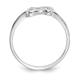 14k White Gold Polished 1/20 carat AA Diamond Two Hearts Ring Y1793AA