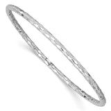 14k White Gold Polished Textured 3.00mm Slip-on Round Bangle Bracelet DB584