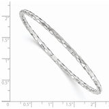 14k White Gold Polished Textured 3.00mm Slip-on Round Bangle Bracelet DB584
