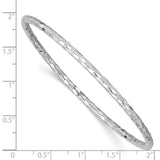 14k White Gold Polished Textured 3.00mm Slip-on Round Bangle Bracelet DB584