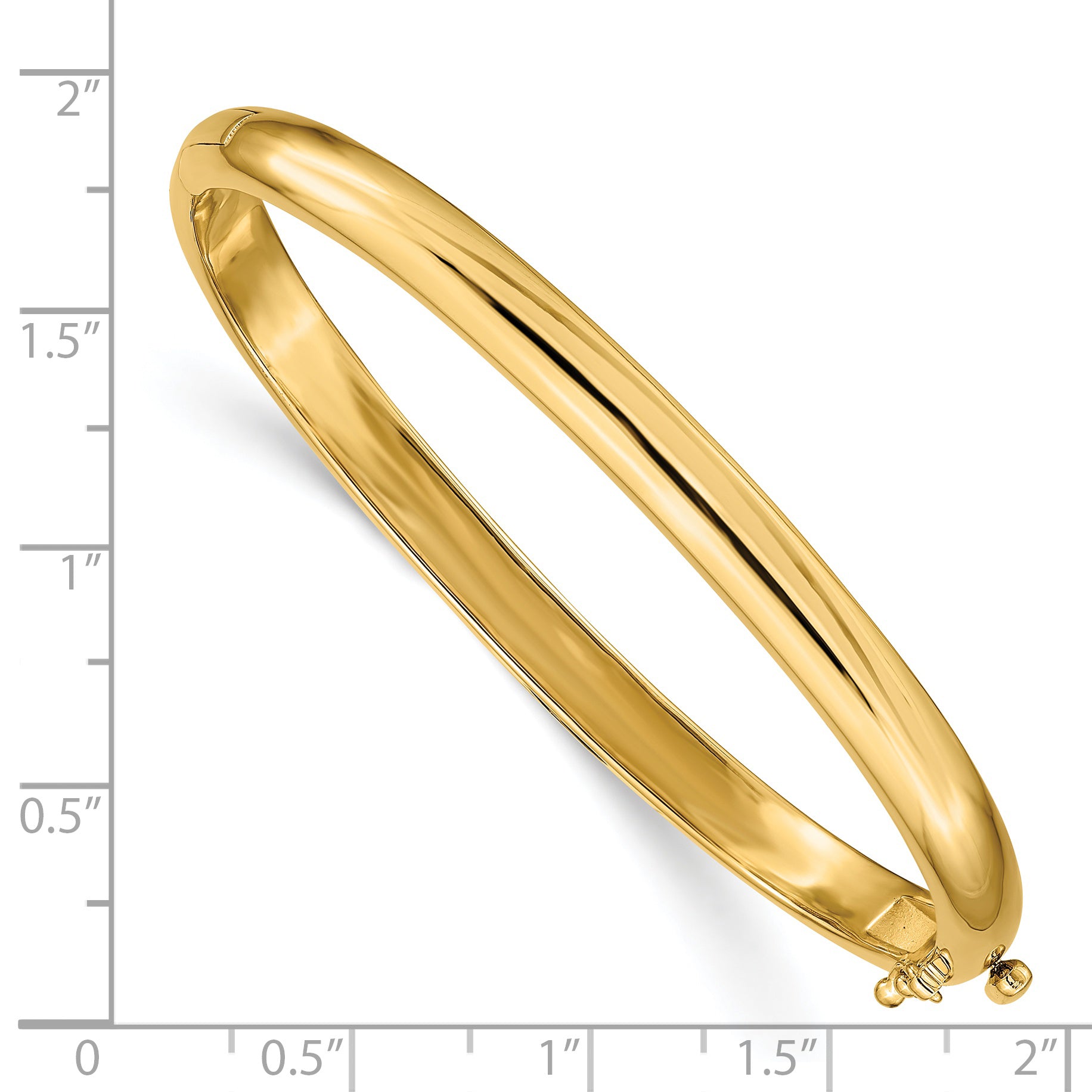 14k 5.6mm Polished Solid Hinged Oval Bangle Bracelet XB252