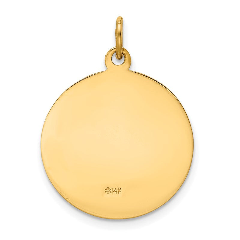 14k Polished and Satin Solid Our Lady of Perpetual Help Medal Round Pendant XR643