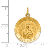 14k Polished and Satin Solid Our Lady of Perpetual Help Medal Round Pendant XR643