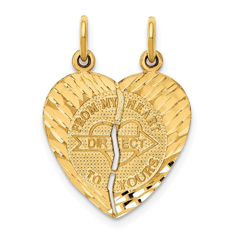 14k 2-Piece Break-apart Diamond-cut FROM MY HEART DIRECT TO YOURS Charm C311