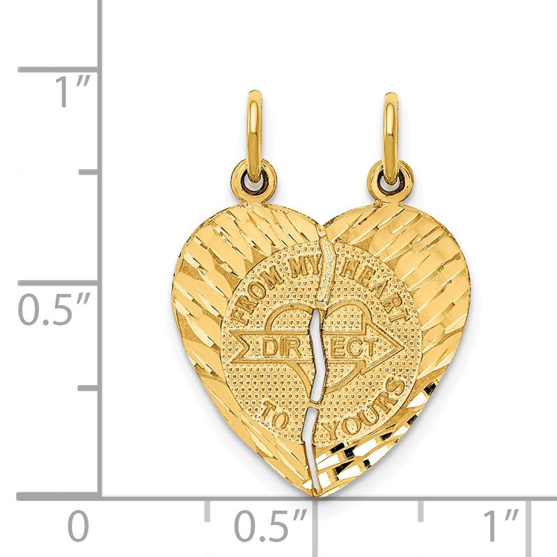 14k 2-Piece Break-apart Diamond-cut FROM MY HEART DIRECT TO YOURS Charm C311