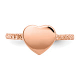 14k Rose Gold Polished Textured Heart Ring K5754