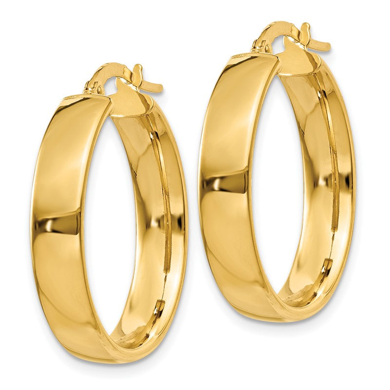 14k 4.75x25mm Polished Tube Hoop Earrings PRE680