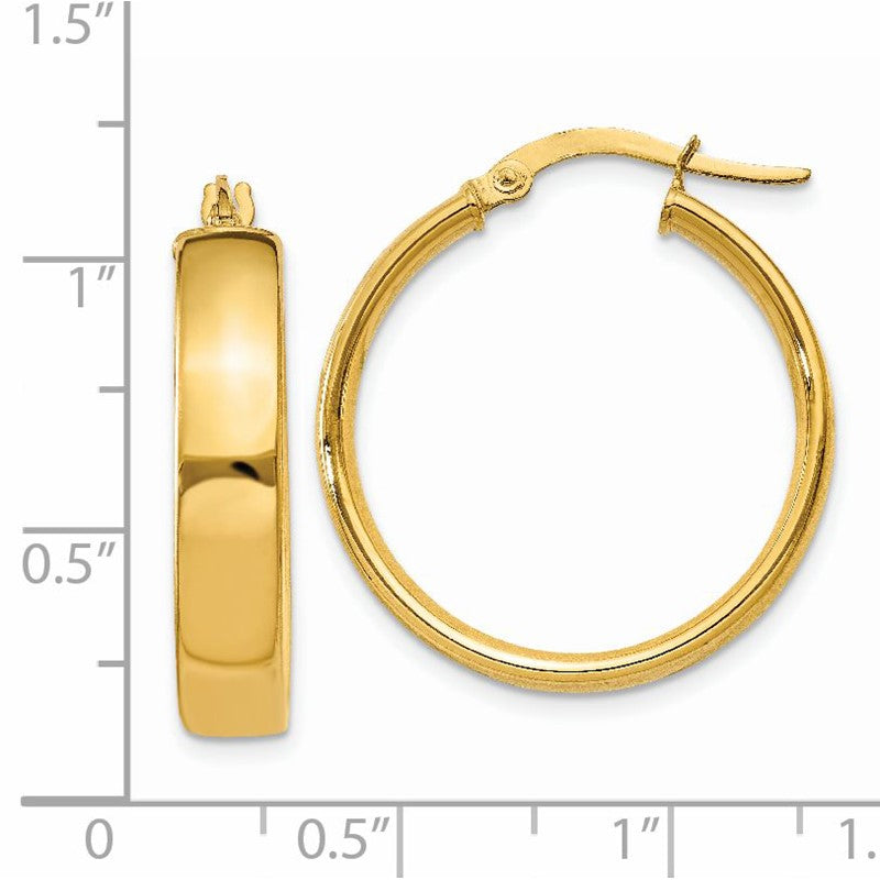 14k 4.75x25mm Polished Tube Hoop Earrings PRE680