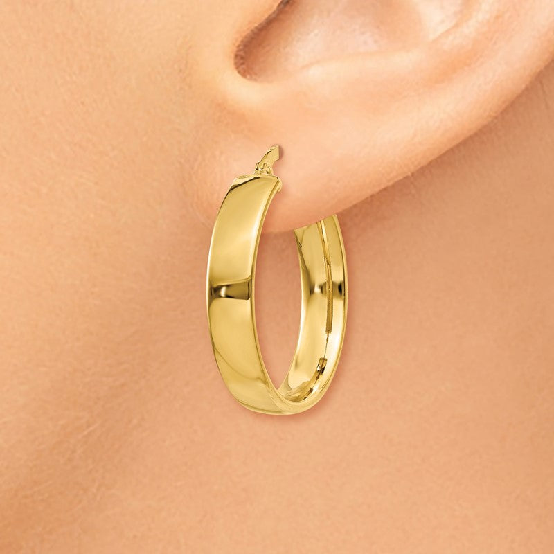 14k 4.75x25mm Polished Tube Hoop Earrings PRE680
