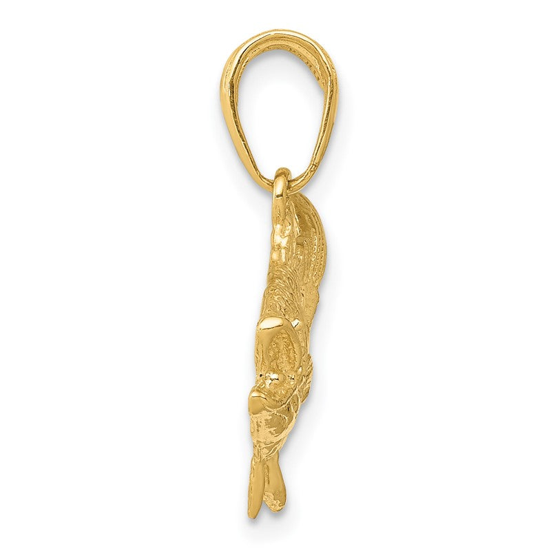 14k Open Mouthed Bass Fish Pendant K3044