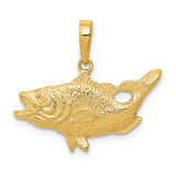 14k Open Mouthed Bass Fish Pendant K3044