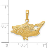 14k Open Mouthed Bass Fish Pendant K3044