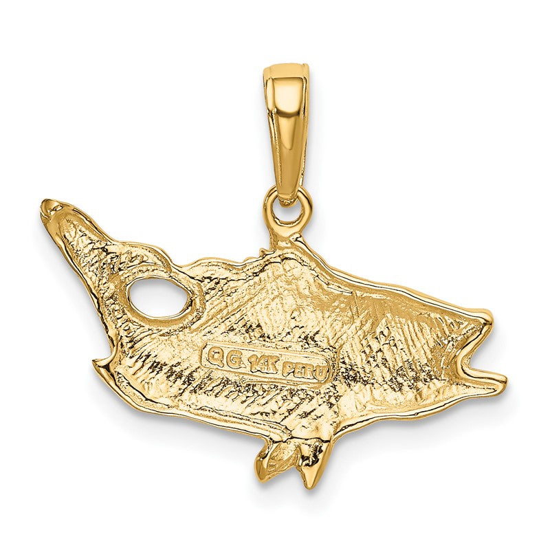 14k Open Mouthed Bass Fish Pendant K3044