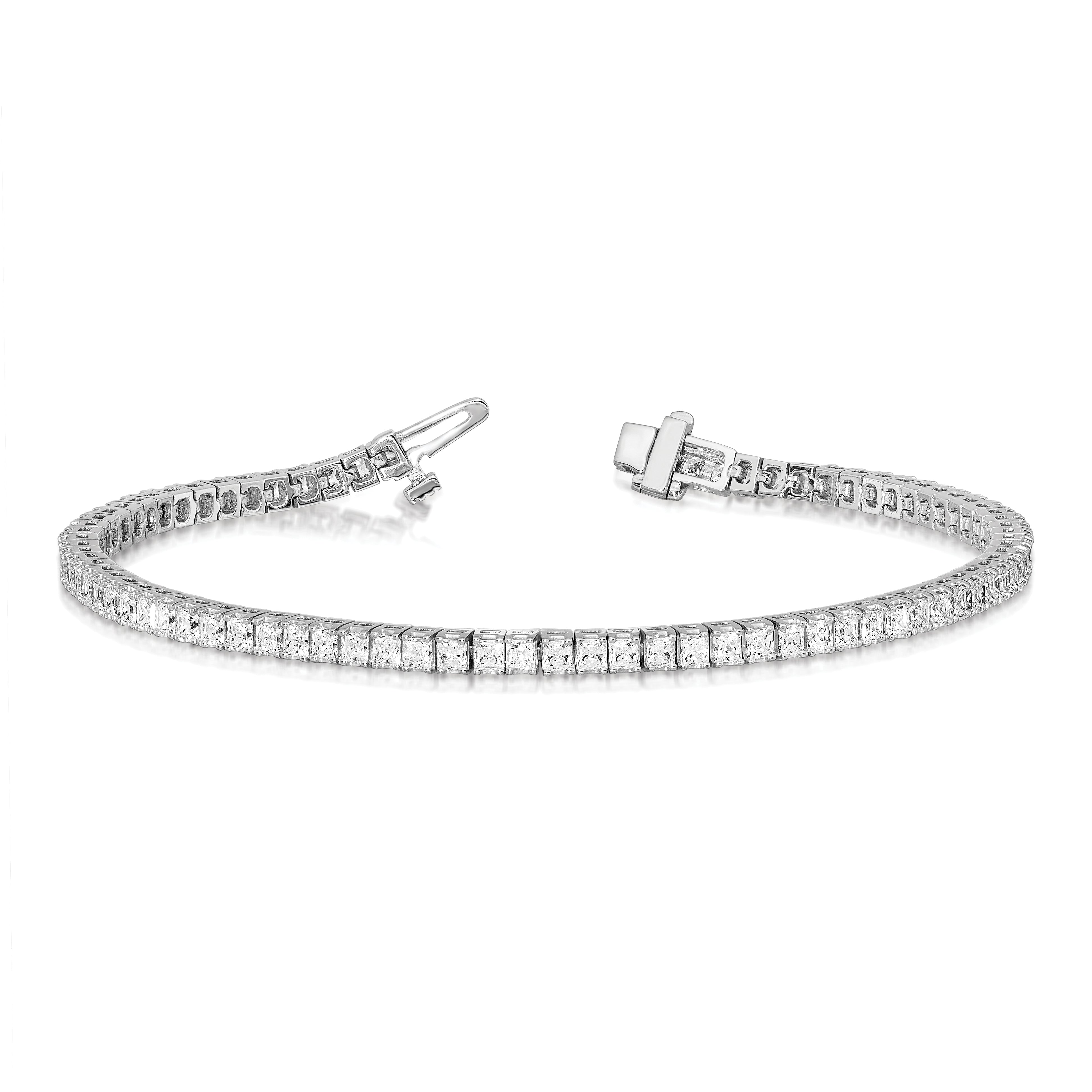 14k White Gold Complete 6.6 carat Princess VS Diamond 4-prong 7 inch Tennis Bracelet X10024WVS