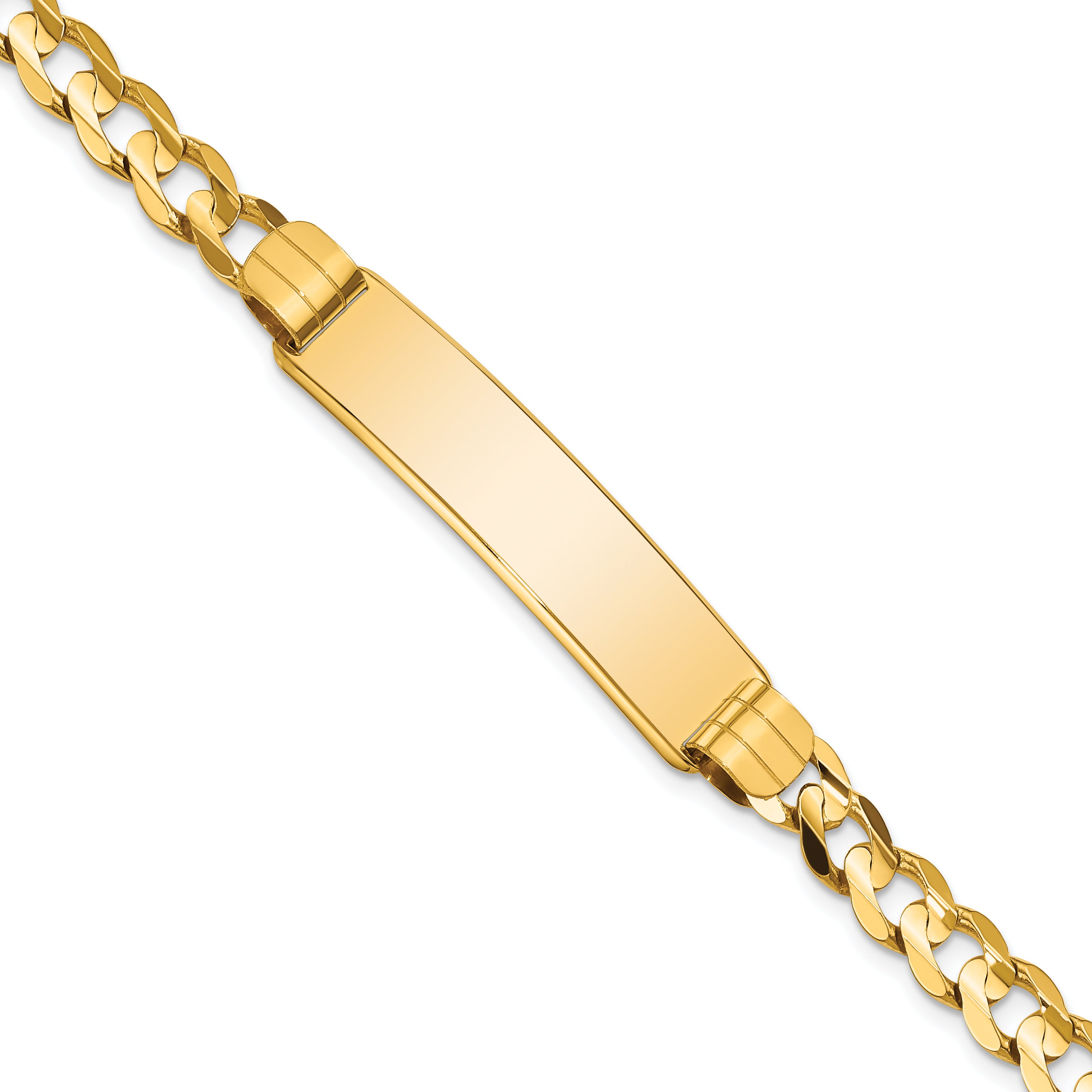 14k Polished Solid Chain/Solid Plate Curb Link 37x9mm Plate 7 inch ID Bracelet LID82