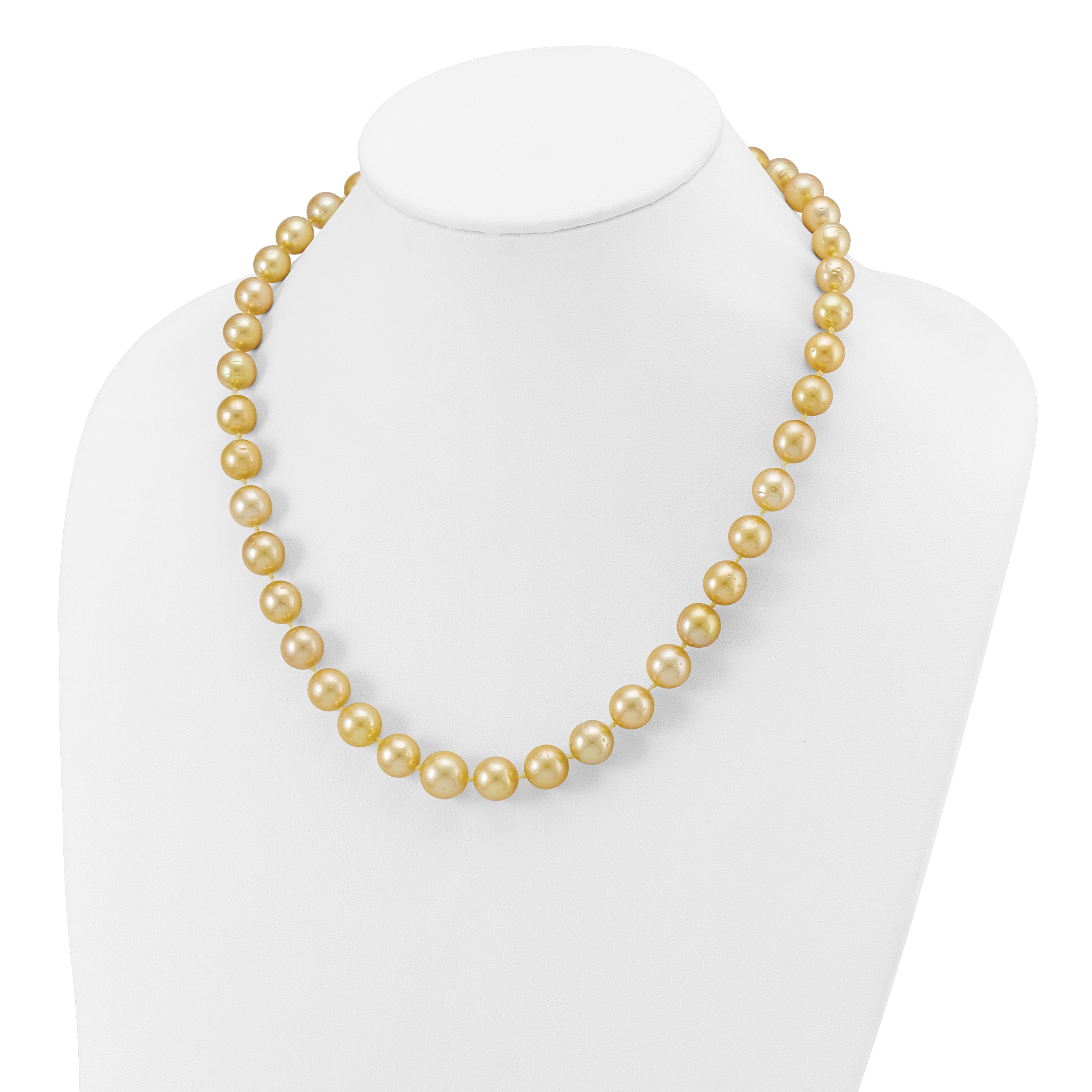 14k 9-12mm Golden South Sea Saltwater Cultured Graduated Baroque Pearl 19 inch Necklace XF746