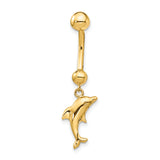 14k 14 Gauge Dolphin Dangle Belly Ring BD144