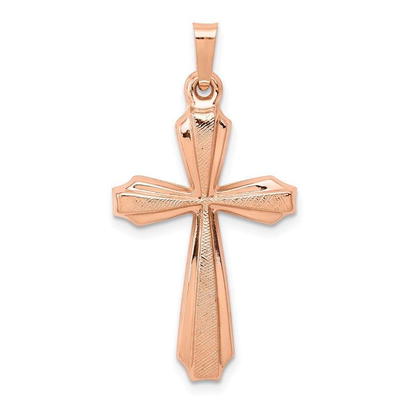 14K Rose Gold Textured And Polished Passion Cross Pendant XR1428