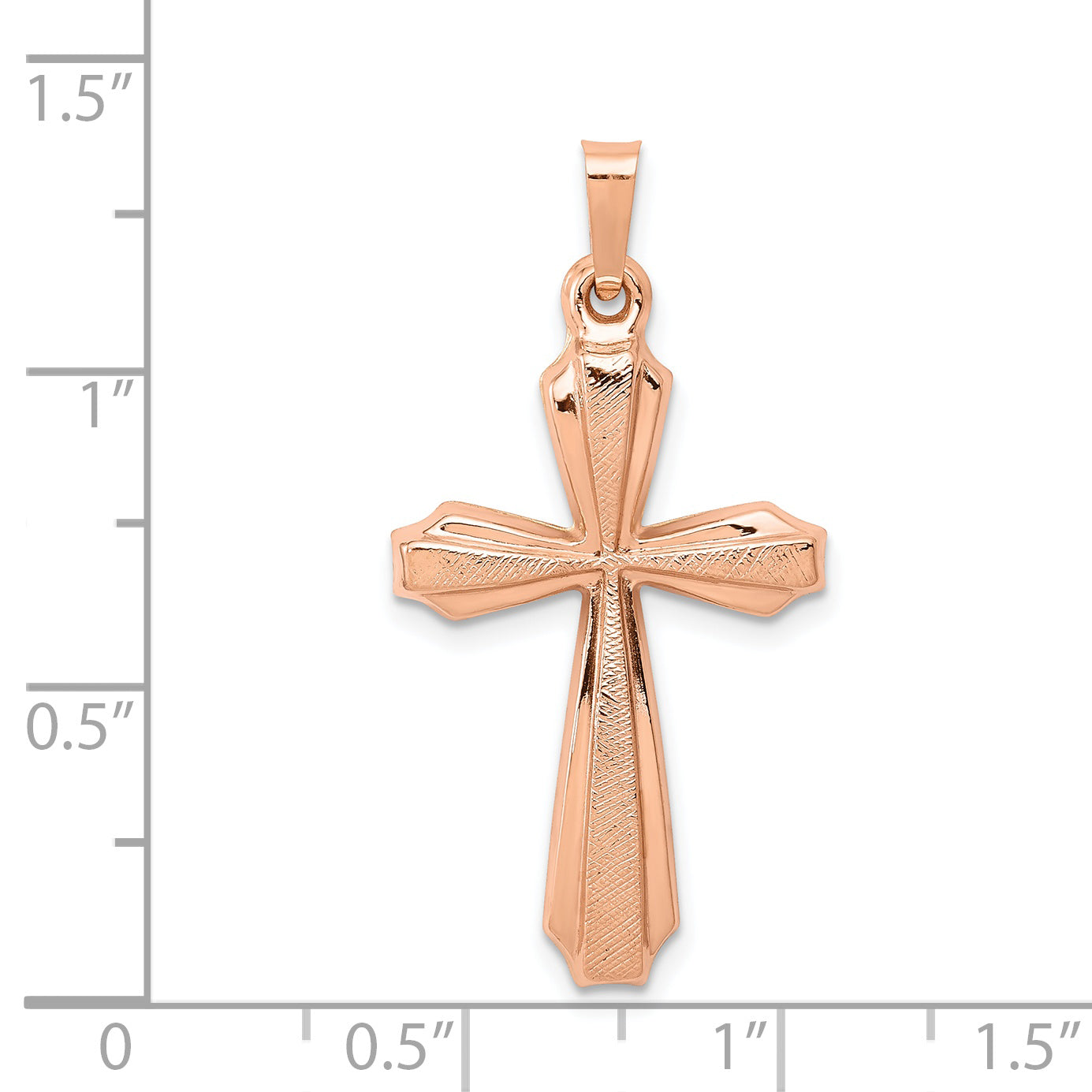 14K Rose Gold Textured And Polished Passion Cross Pendant XR1428