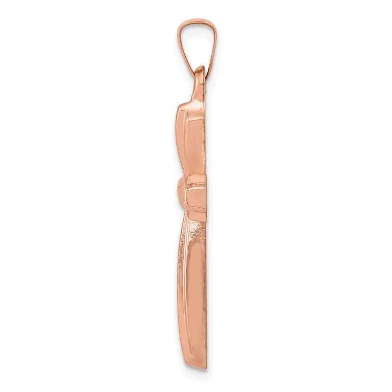 14K Rose Gold Textured And Polished Passion Cross Pendant XR1428