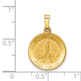 14k Polished and Satin Hollow Our Lady of Fatima Medal Round Pendant XR1253