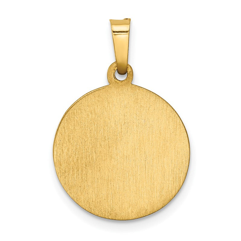 14k Polished and Satin Hollow Our Lady of Fatima Medal Round Pendant XR1253