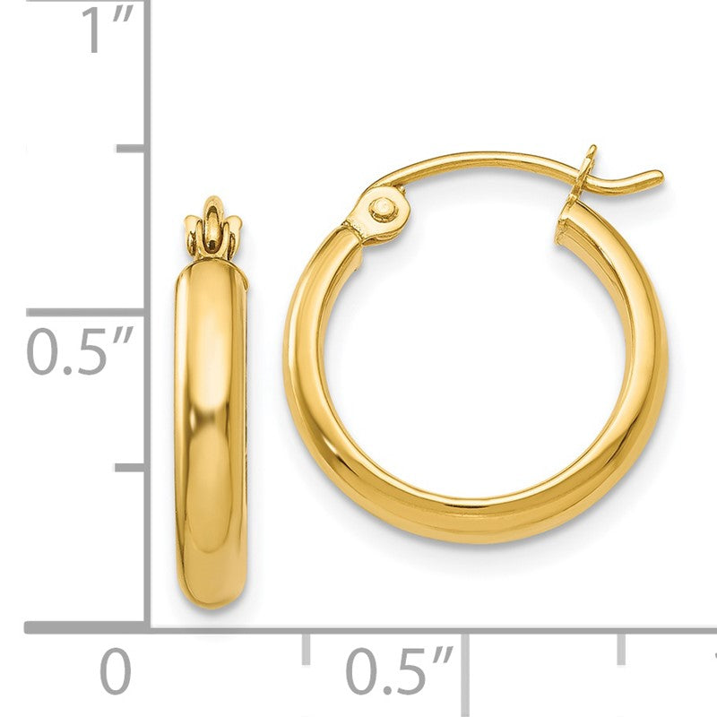 14k 2.75x16mm Polished Tube Hoop Earrings TA231