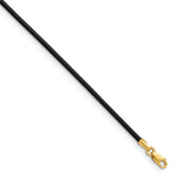14k Yellow Clasp 1.5mm 16 inch Black Leather Cord Necklace XG250