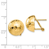14k 14mm Hammered Half Ball Omega Back Post Earrings TF204