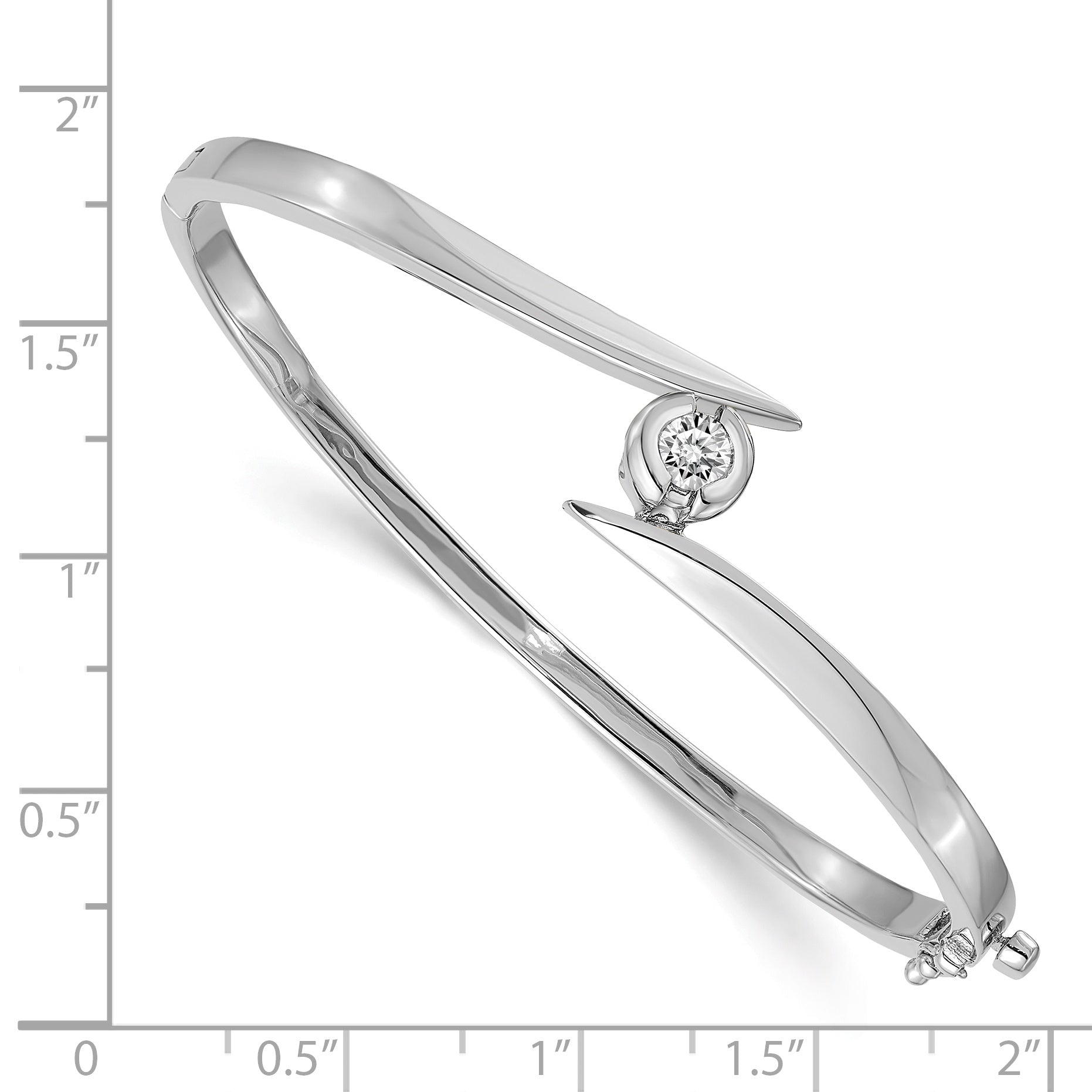 14k White Gold Complete 1/2 carat A Diamond Hinged Oval Bangle Bracelet XB276A