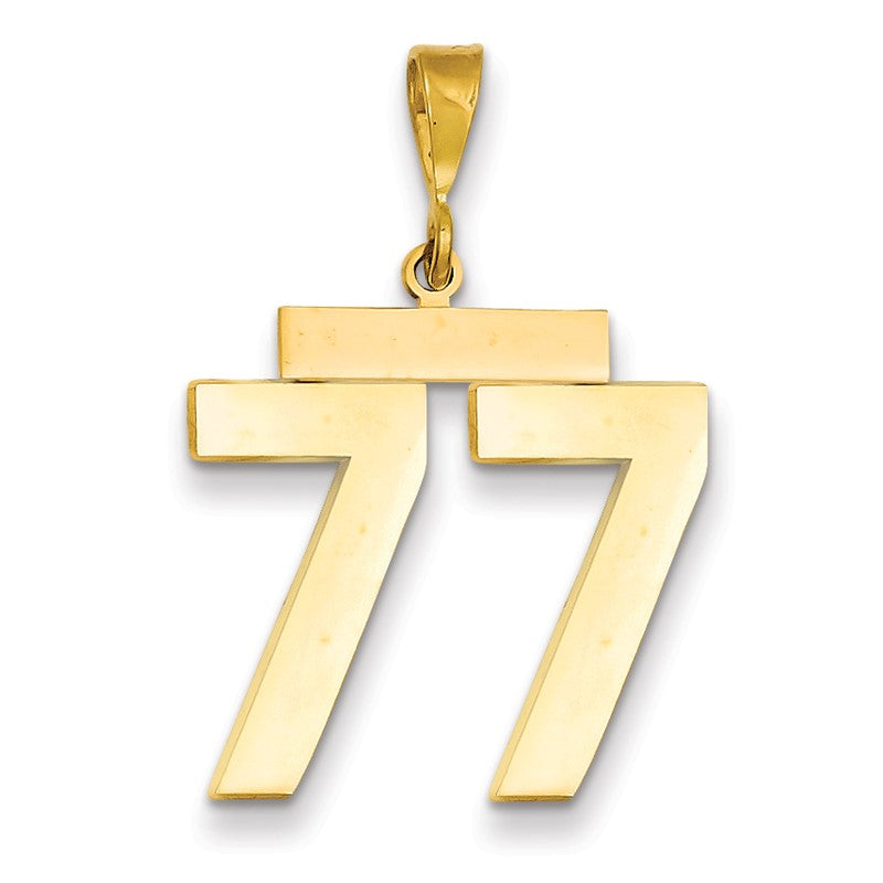 14k Large Polished Number 77 Charm LP77