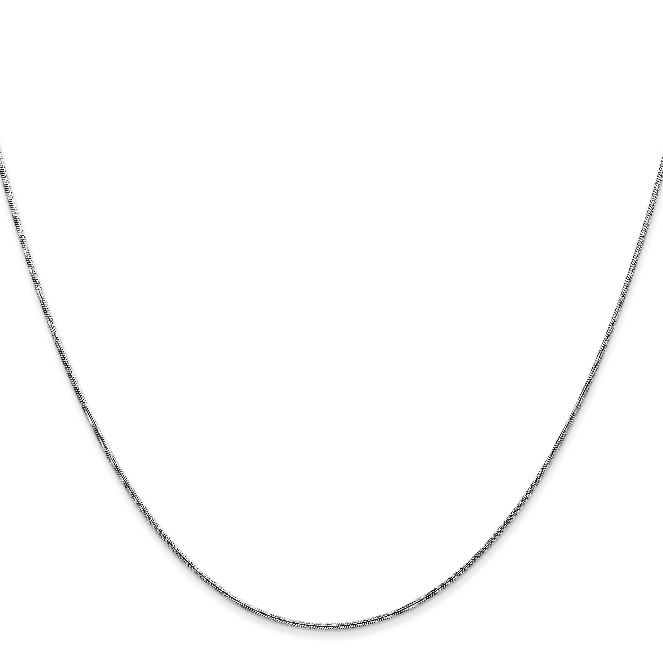 14K White Gold 14 inch .8mm Round Snake with Lobster Clasp Chain WSNA060