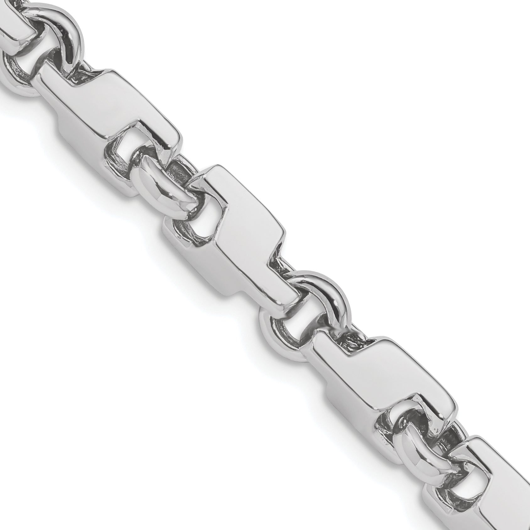 14K White Gold 20 inch 6.6mm Hand Polished Fancy Link with Fancy Lobster Clasp Chain WLK604