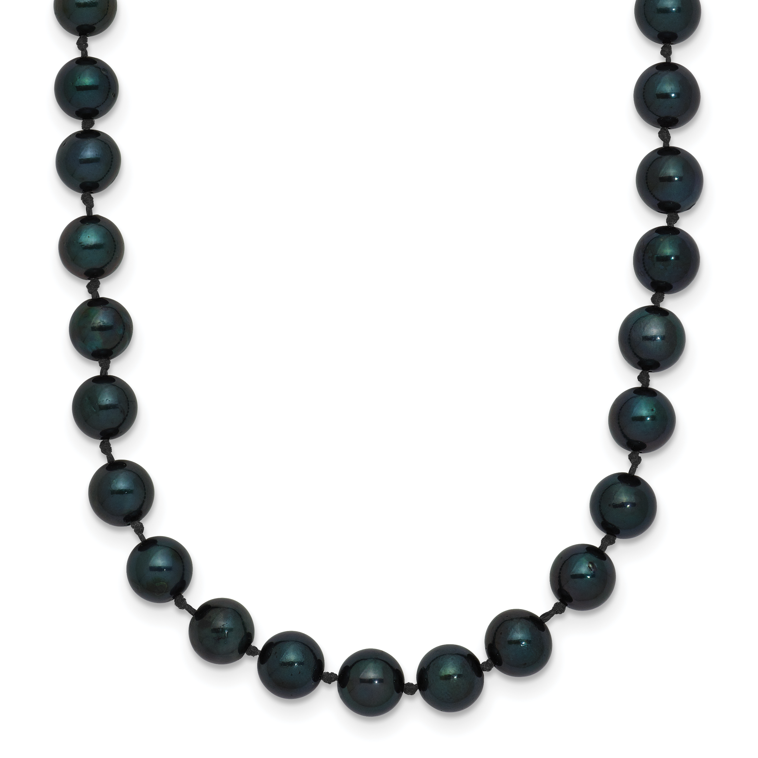 14k White Gold 5-6mm Black Round Akoya Saltwater Cultured Pearl 16 inch Necklace PLB50