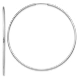 14k White Gold 1.5x55mm Polished Endless Tube Hoop Earrings XY1191