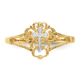 14K Two-tone Diamond Cut Cross Ring K3939