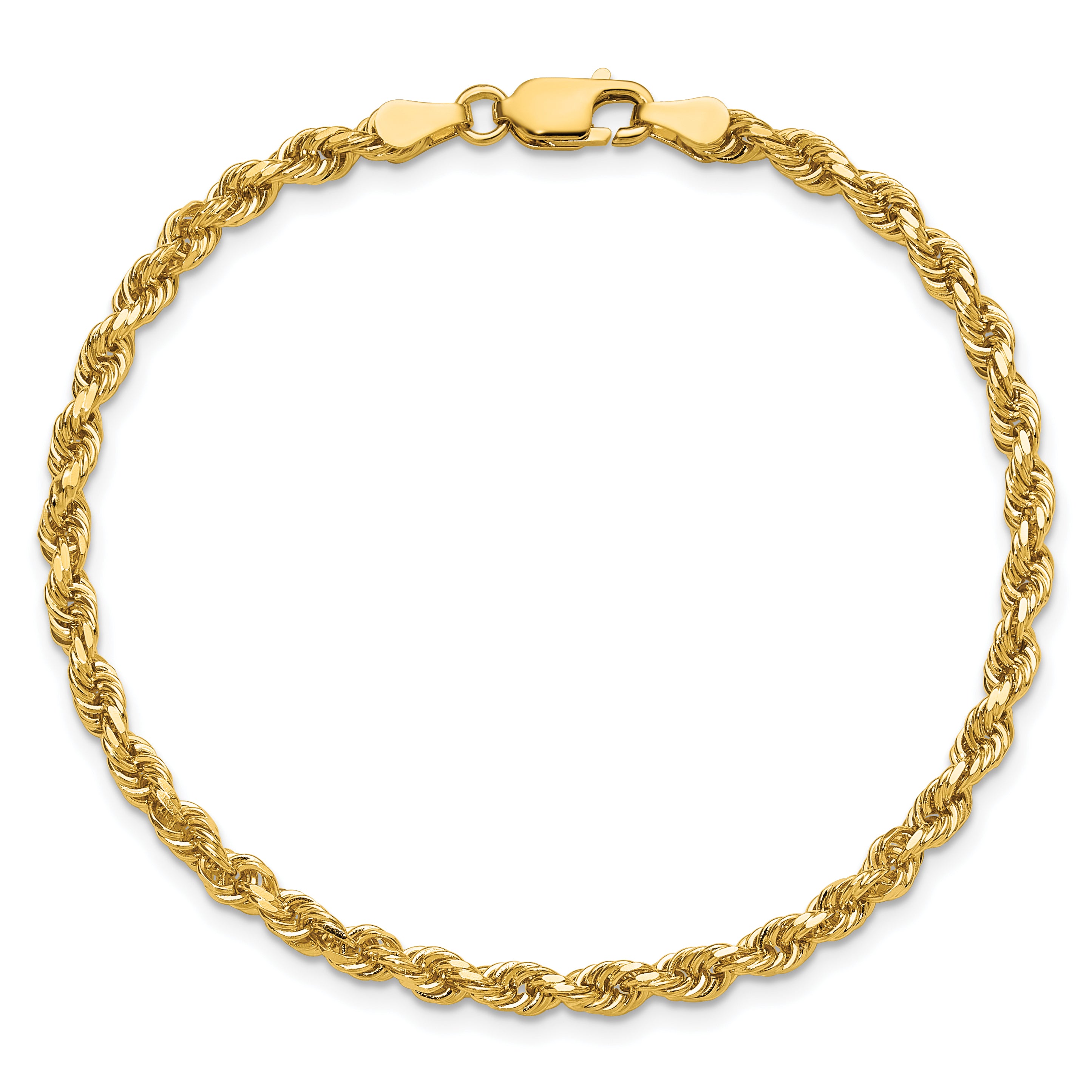 14K 26 inch 3.25mm Diamond-cut Rope with Lobster Clasp Chain 024L