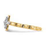 14K Two-tone Crucifix Rosary Ring K3967