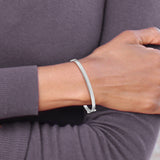 14k White Gold Polished 4.00mm Hinged Oval Bangle Bracelet DB499