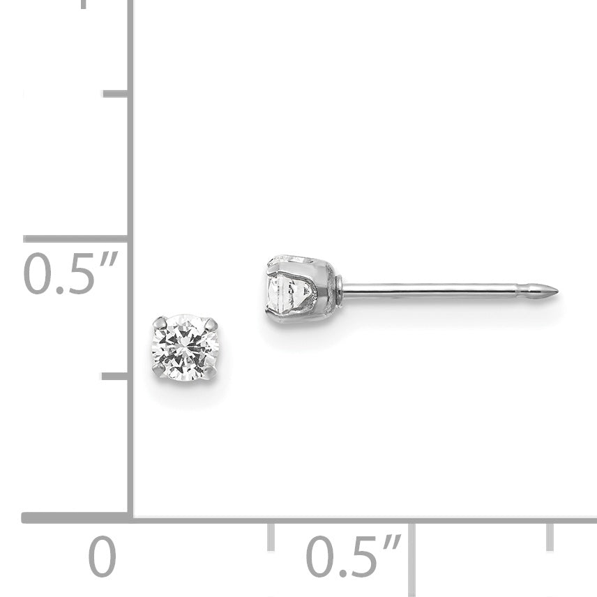 Inverness 14k White Gold 3mm CZ Post Piercing Earrings 129E