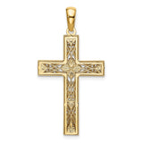 14K and White Rhodium Diamond-cut Cross Pendant XR1836