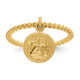 14k Polished Angel Dangle Twisted Band Size 4.75 Baby / Childs Ring R121