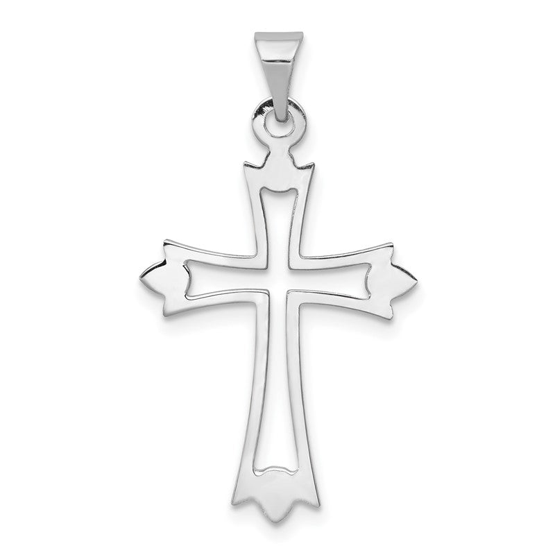 14k White Gold Budded Cross Pendant XR469