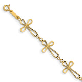 14K Diamond-cut Open Cross 7.5 inch Bracelet FB1457