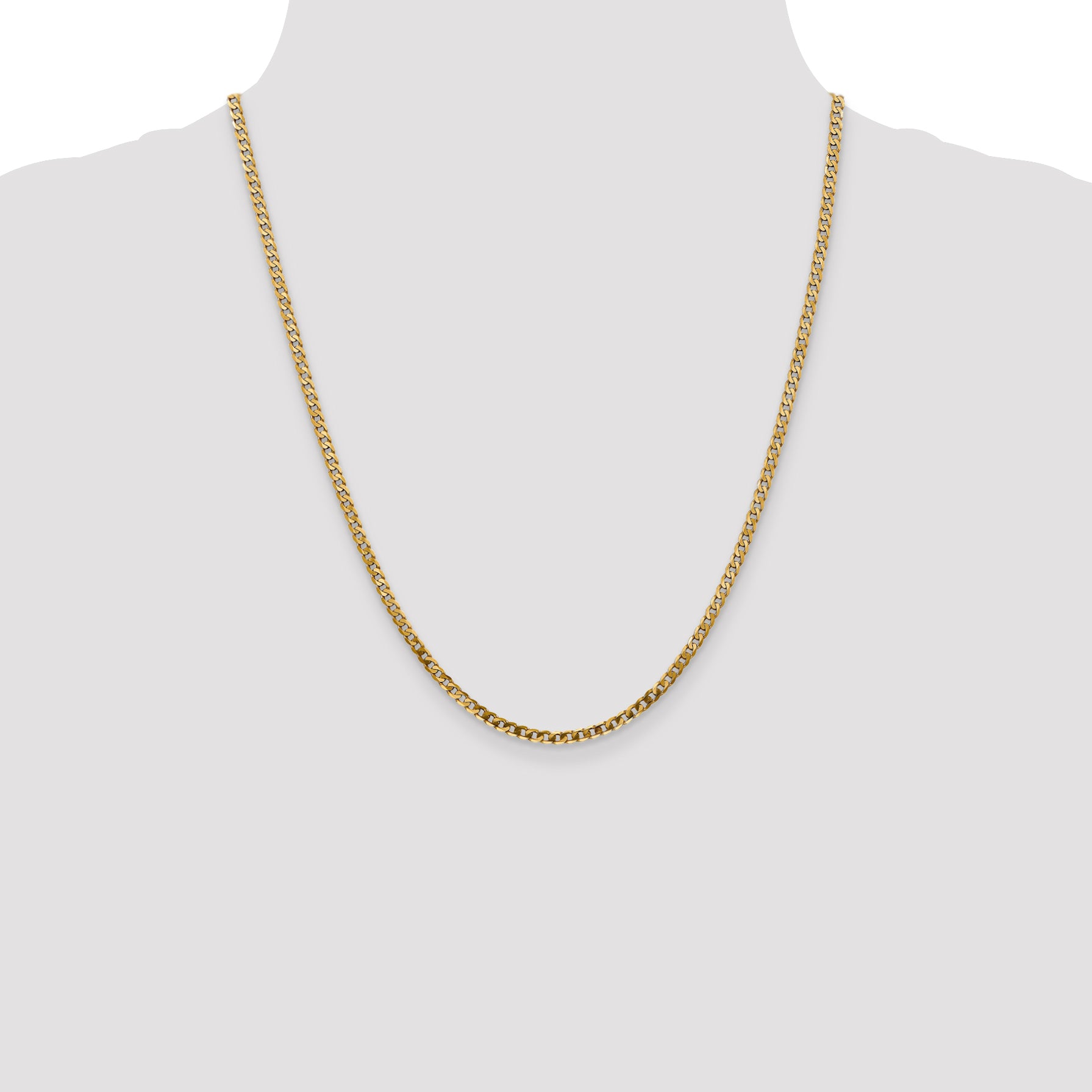 14K 26 inch 2.9mm Flat Beveled Curb with Lobster Clasp Chain FBU080